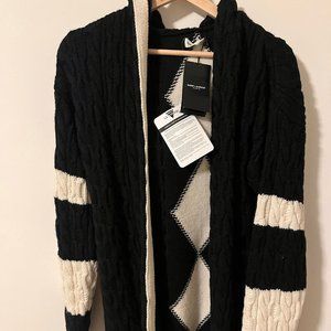 SAINT LAURENT Black Baja Hooded Sweater Cardigan YSL - Small S